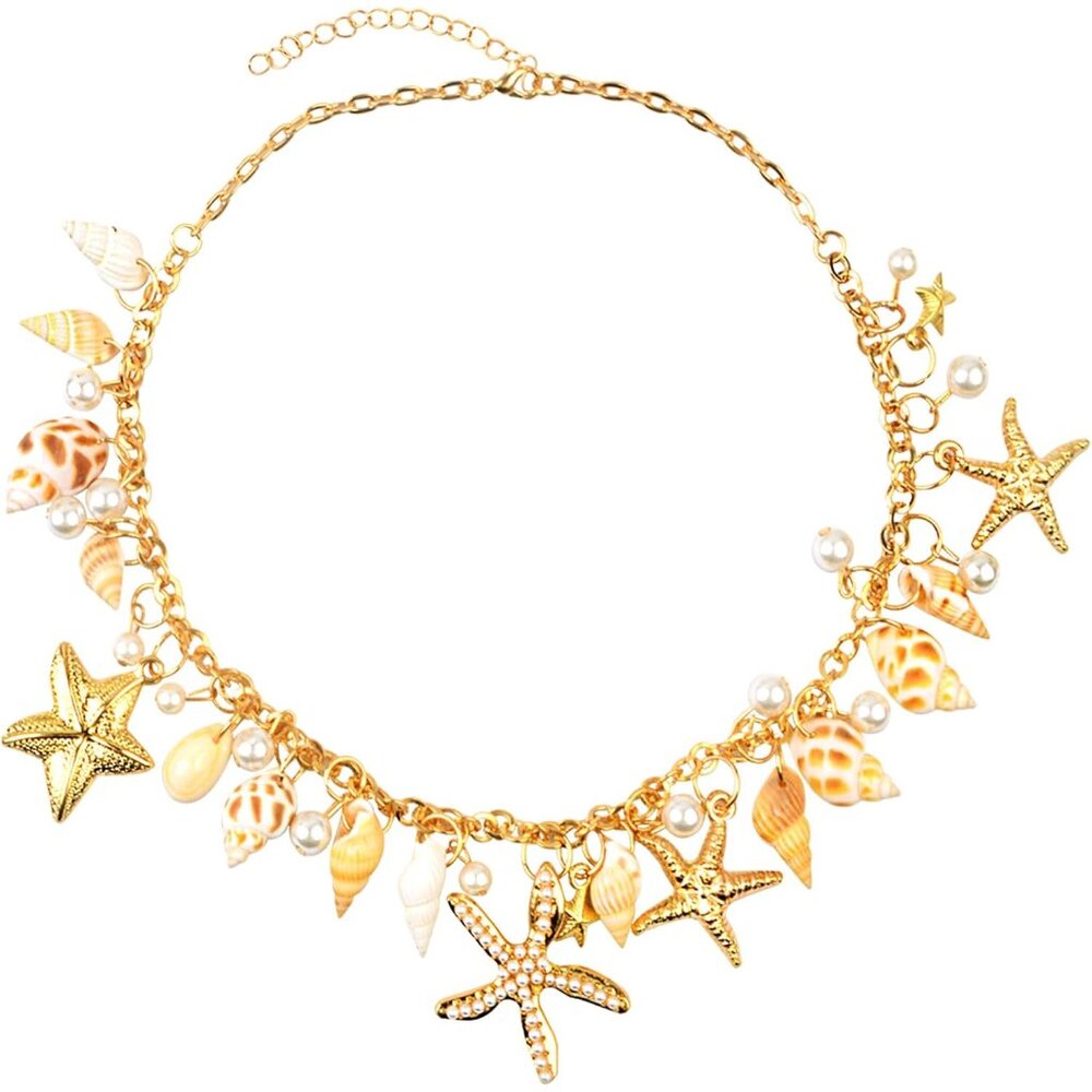 Versatile Chunky Shell Necklace With Starfish Pen… - image 1